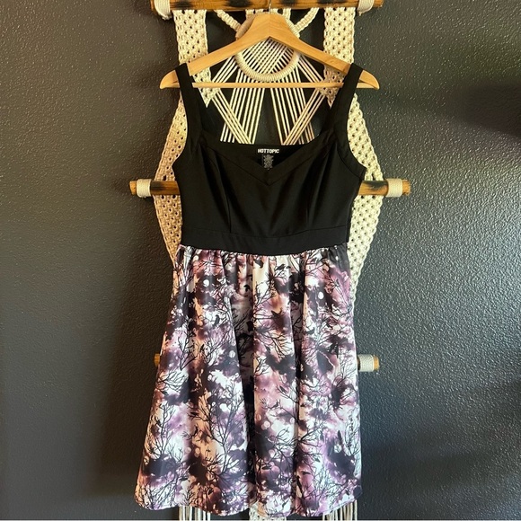 Hot Topic Dress Raven & Branch Mini Fit & Flare Size Small Gothic Whimsigoth - Picture 1 of 5